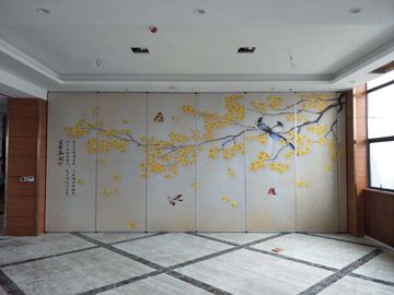 Paredes de división movibles de madera del cuero de la pintura de paisaje que se derrumban para el hotel