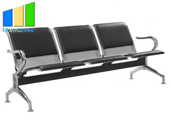 Sillas que esperan de cuero del aeropuerto de acero comercial del banco 3-Seater