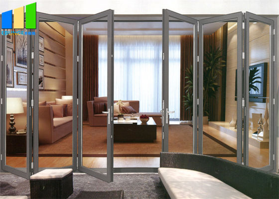 Puerta plegable de cristal de plegamiento del balcón del marco de aluminio decorativo horizontal de la puerta