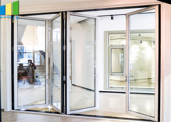 Precio plegable de desplazamiento de cristal de la puerta del marco de aluminio residencial y comercial