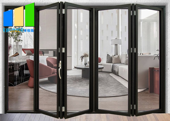 Puerta de cristal plegable a prueba de viento de aluminio para el apartamento con el vidrio esmaltado doble